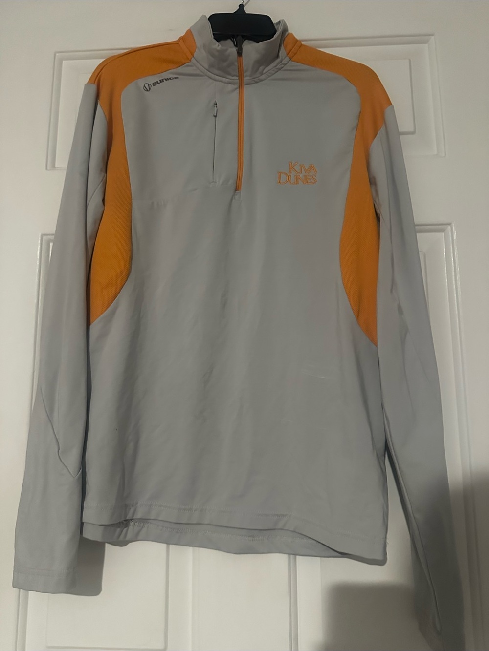 Sunice Light Gray and Orange Men's Zip-Top Performance Sweater